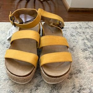 Mustard platform sandals